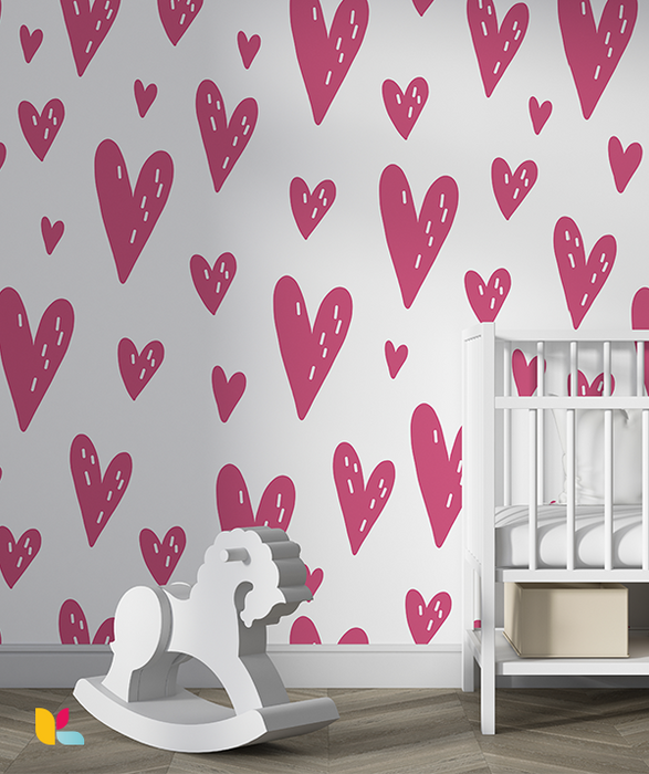 Papier Peint Cœurs Roses – Ambiance Romantique et Tendre