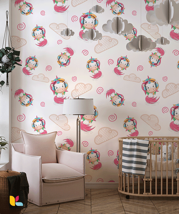 Papier Peint Enfant – Licorne Magique et Nuages Doux