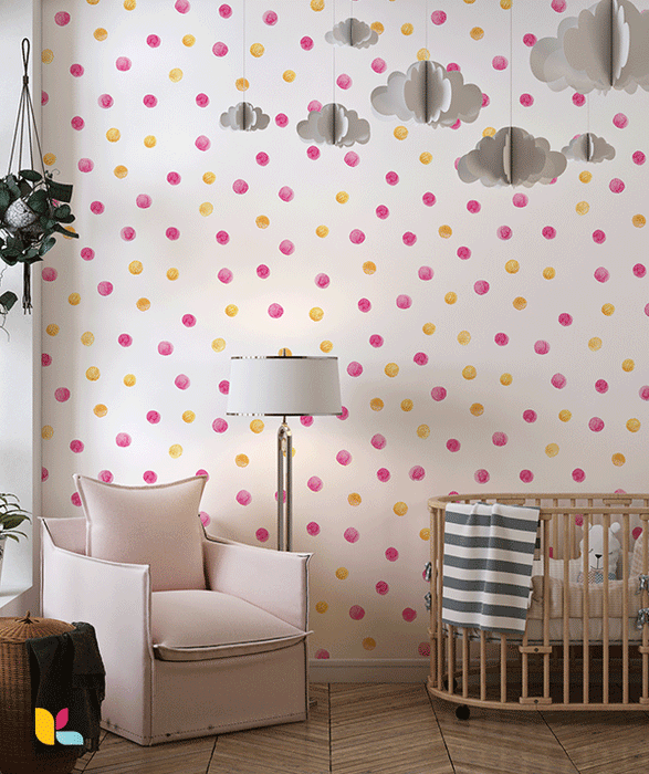 Papier Peint Pois Aquarelle – Rose et Or Élégant