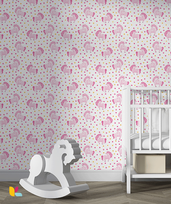Papier Peint Licorne Aquarelle – Rose Magique