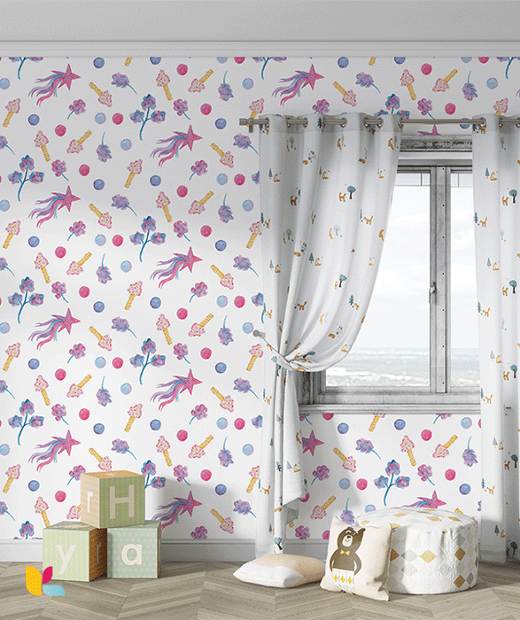 Papier Peint Féerie Aquarelle – Étoiles et Magie