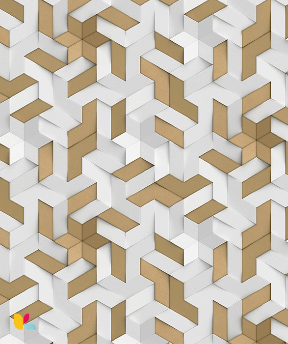Papier Peint Géométrique Luxe - Motif Or et Blanc