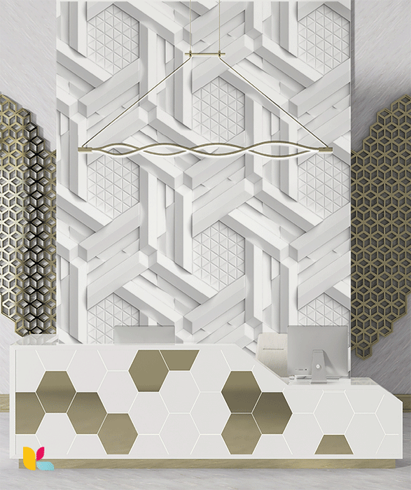 Papier Peint Géométrique 3D - Motif Architecturé Contemporain