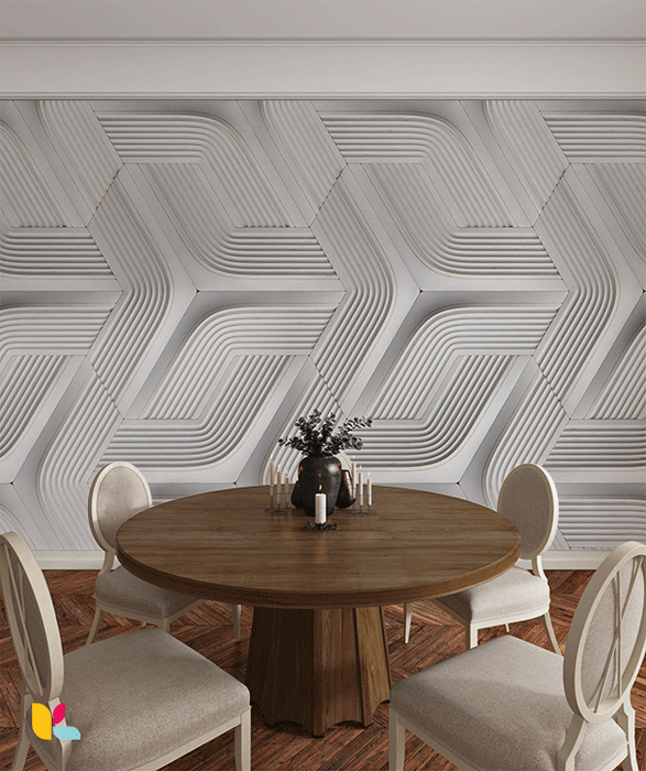 Papier Peint 3D Moderne avec Motifs en Relief Géométriques