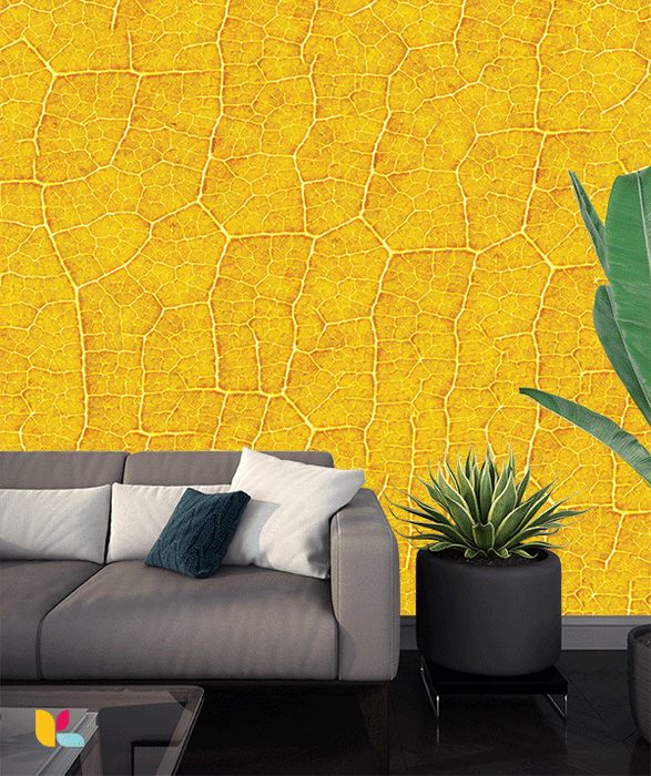 Papier peint craquelé jaune doré - Éclat et chaleur pour vos murs