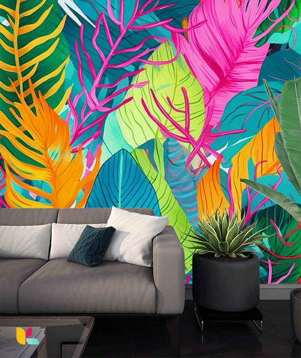 Papier Peint Tropical Multicolore - Énergie et Nature en Haute Définition