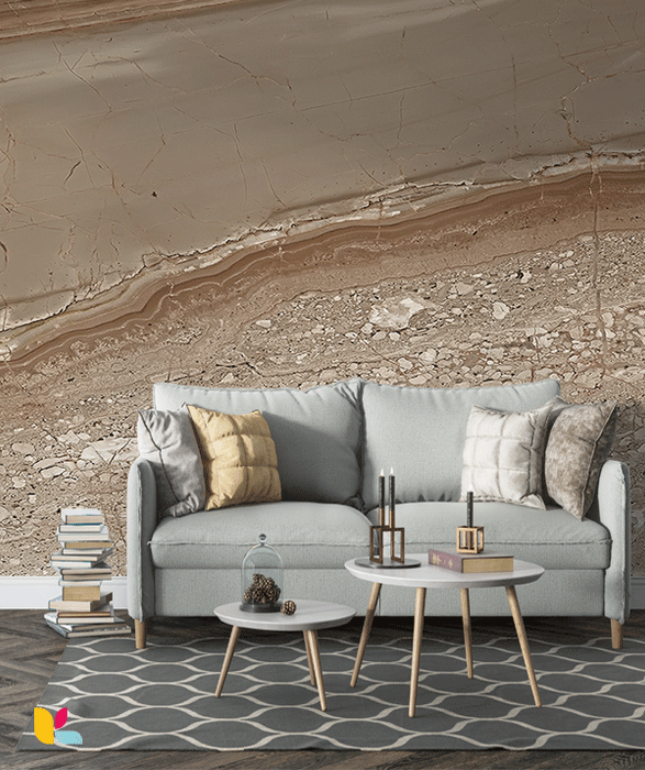 Papier Peint Effet Pierre Naturelle Beige Sablée