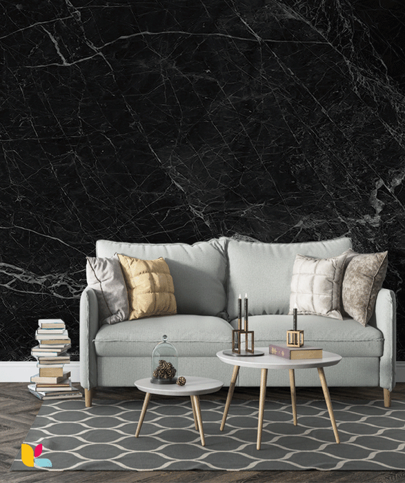 Papier Peint Effet Marbre Noir Luxueux