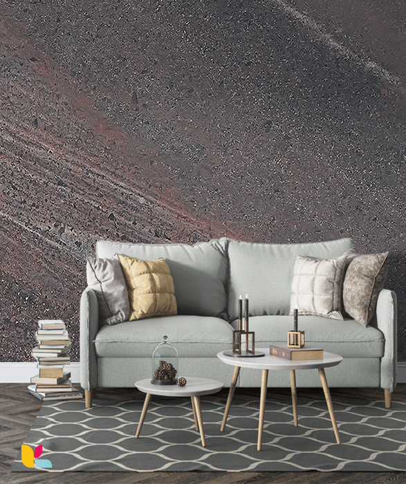 Papier Peint Effet Pierre Volcanique Rouge