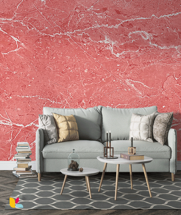 Papier Peint Effet Marbre Rouge Passion