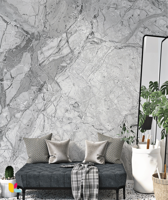 Papier Peint Effet Marbre Gris Raffiné