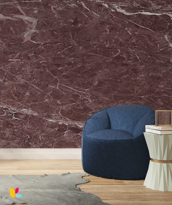 Papier Peint Effet Marbre Rouge Profond