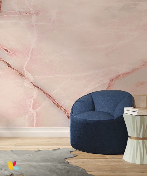 Papier Peint Effet Marbre Rose Élégant