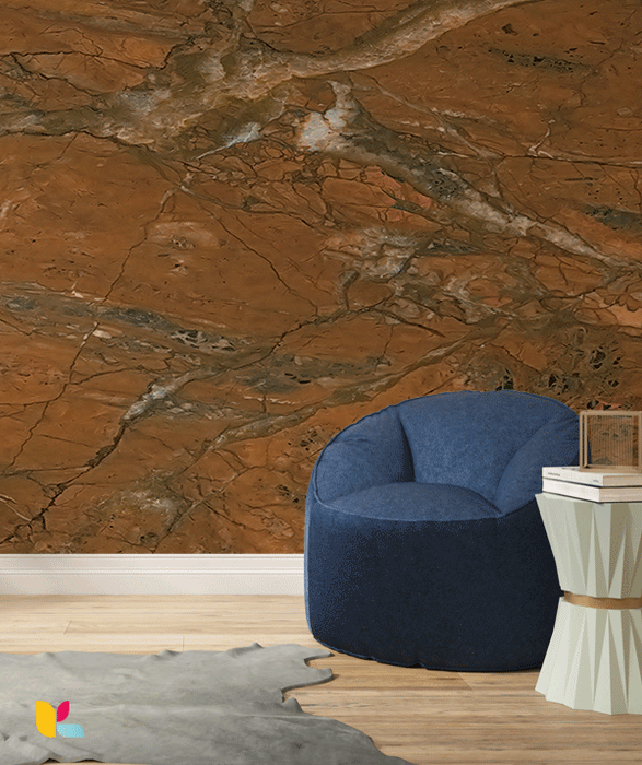 Titre : Papier Peint Effet Pierre Naturelle Rouge Terracotta