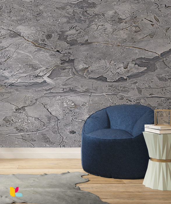 Papier Peint Effet Marbre Gris Fossile