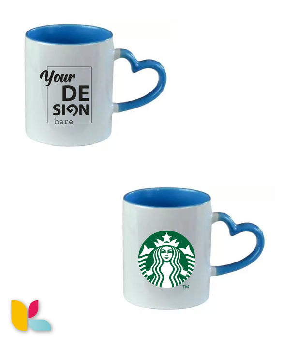 Mug bicolore anse cœur à personnaliser