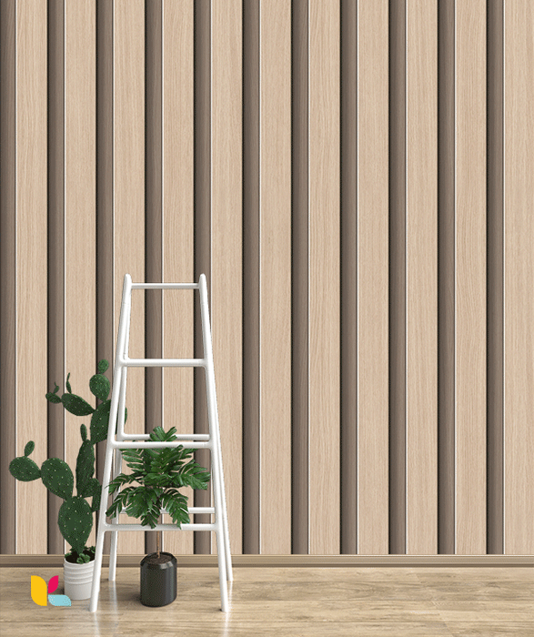 Papier Peint Effet Bois Chêne Clair – Lattes Verticales Élégantes