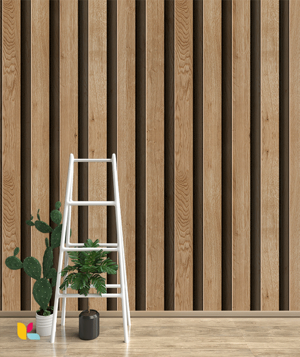 Papier Peint Effet Bois Naturel – Lattes Structurées en Relief