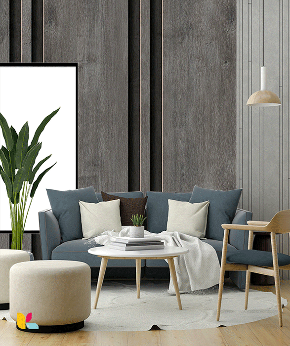 Papier Peint Effet Bois Vieilli Gris Foncé – Lattes Verticales Chic