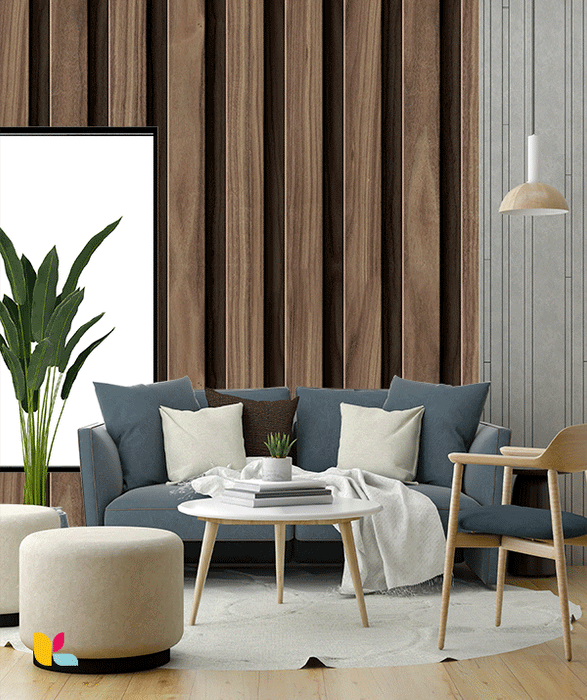 Papier Peint Effet Bois Noyer – Lattes Verticales Naturelles