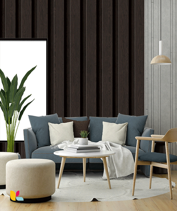 Papier Peint Effet Bois Wengé – Lattes Verticales Élégantes