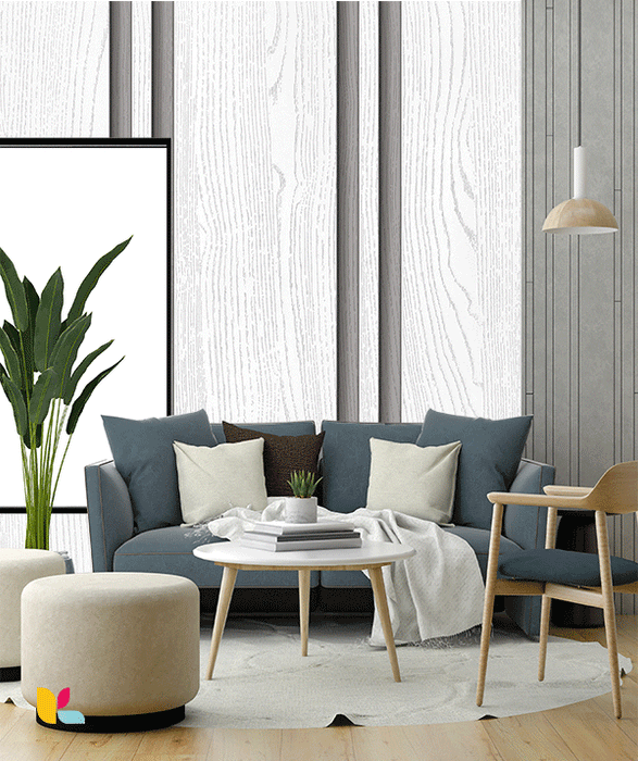 Papier Peint Effet Bois Blanc Structuré – Élégance Minimaliste