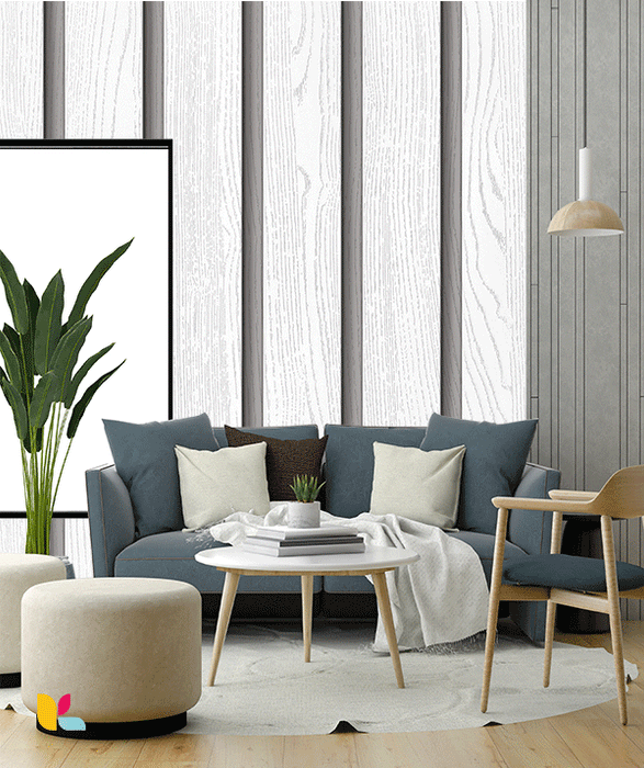 Papier Peint Effet Bois Blanc Moderne – Sobriété et Élégance
