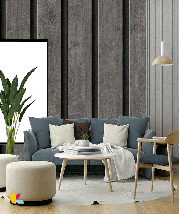 Papier Peint Effet Bois Vieilli Gris – Lattes Verticales Rustiques