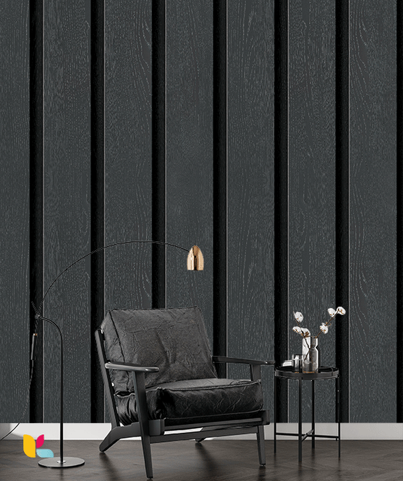 Papier Peint Effet Bois Noir Structuré – Élégance et Modernité