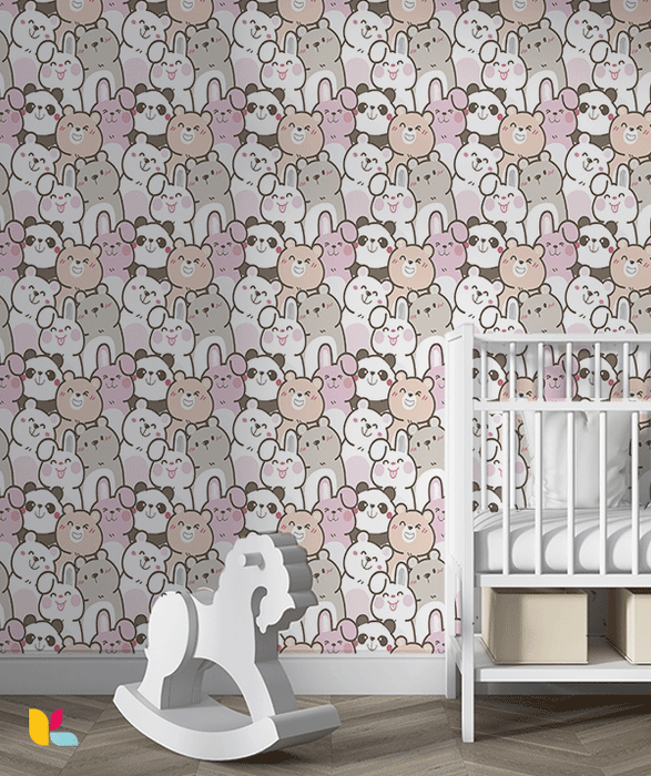 Papier Peint Animaux Kawaii - Ours, Pandas & Lapins tout en Douceur