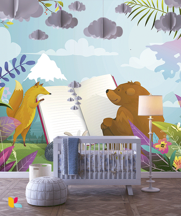 Illustration Poétique d’Animaux de la Forêt Autour d’un Livre Ouvert