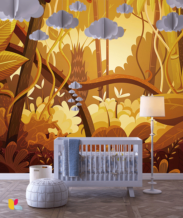 Papier Peint Jungle Dorée - Forêt Tropicale Enchantée