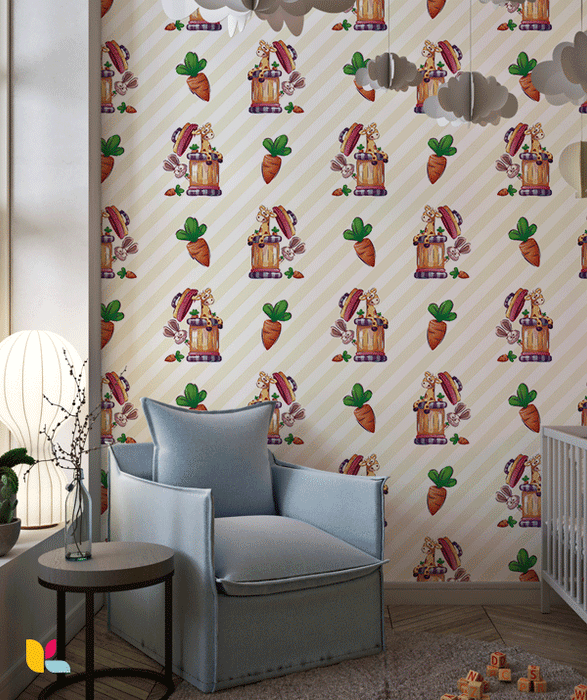 Papier Peint Motif Carottes et Gourmandises – Ambiance Douce et Ludique