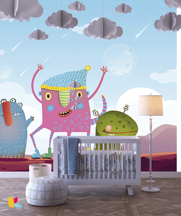 Illustration Colorée de Monstres Amusants
