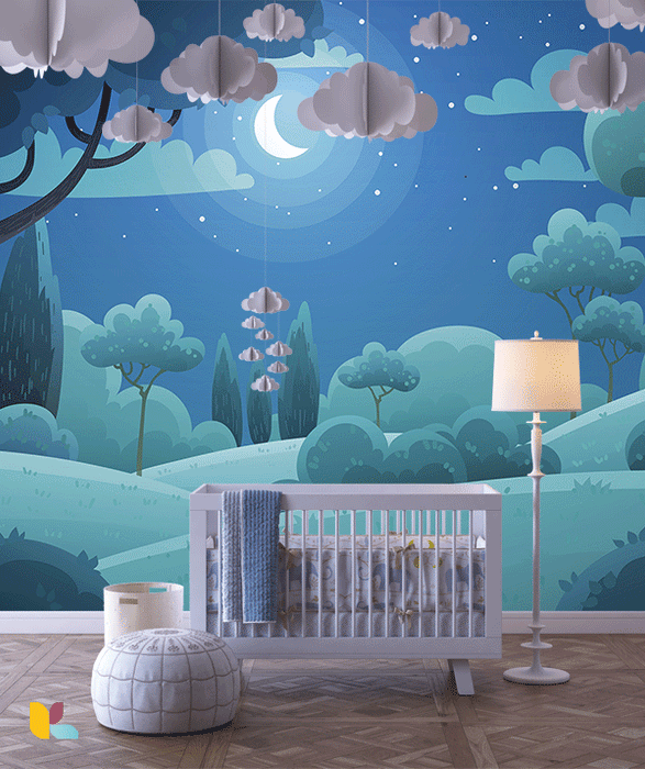 Papier Peint Paysage Nocturne - Une Atmosphère Magique et Apaisante