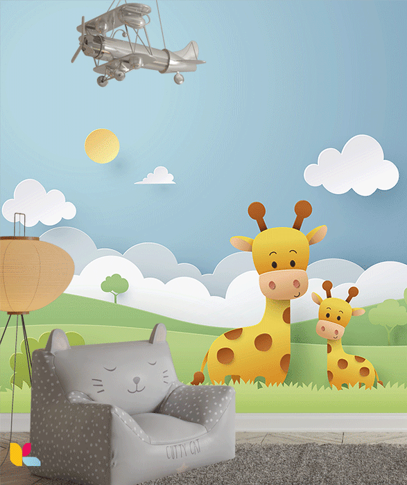 Illustration Mignonne de Girafes en Papier Découpé