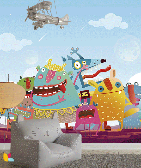 Illustration Fantaisiste de Monstres Rigolos