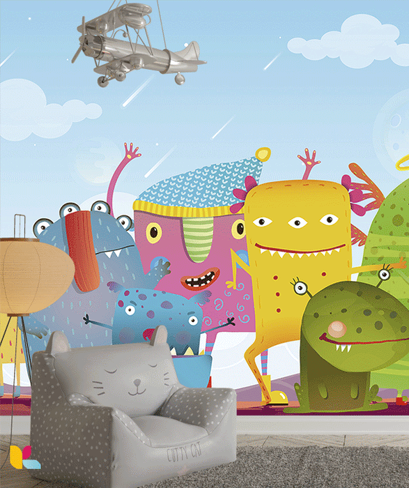 Illustration Colorée de Créatures Amusantes