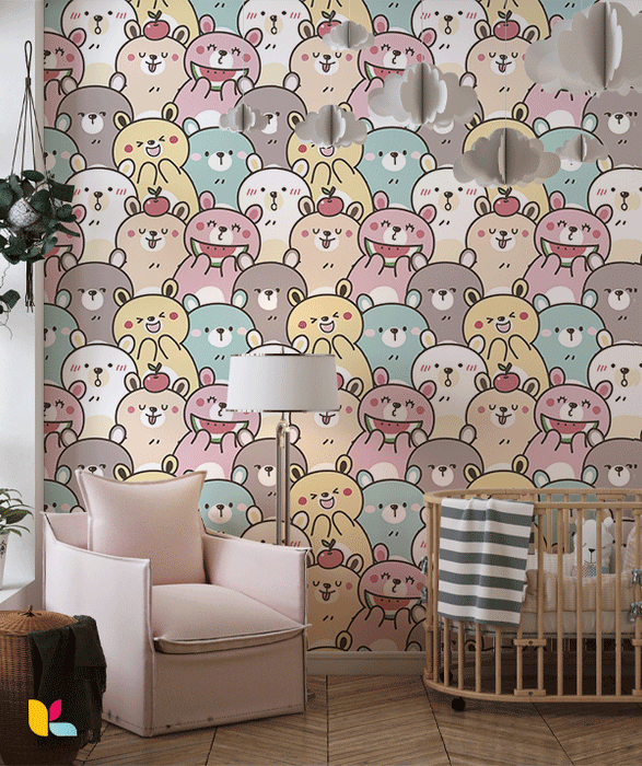 Papier Peint Ours Kawaii - Ambiance Douce et Joyeuse