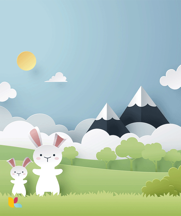 Illustration Mignonne de Lapins en Papier Découpé