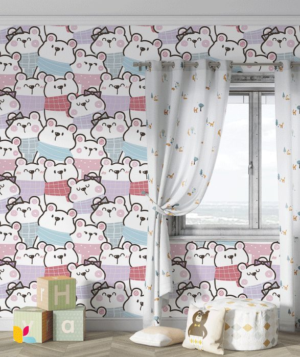 Papier Peint Mignon - Motif Ours en Pulls Douillets