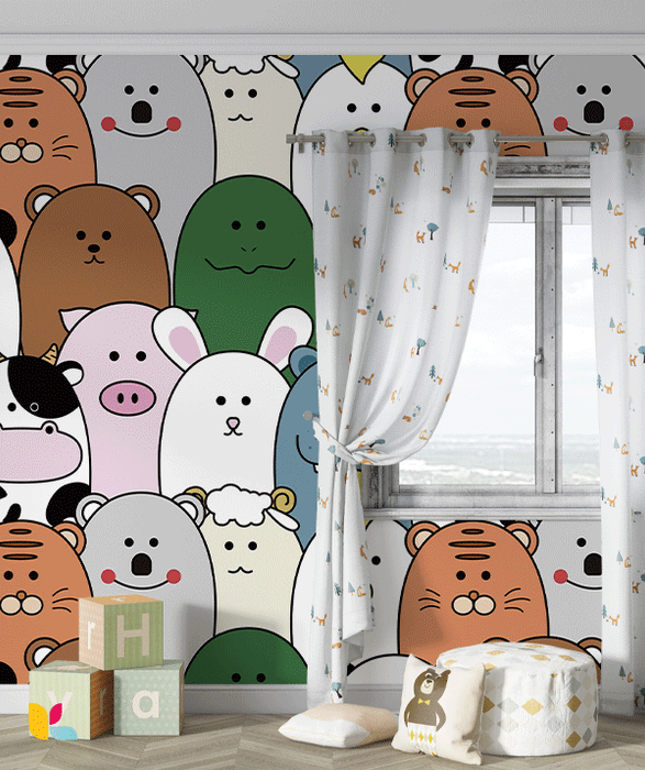 Papier Peint Animaux Kawaii - Esprit Doux et Ludique