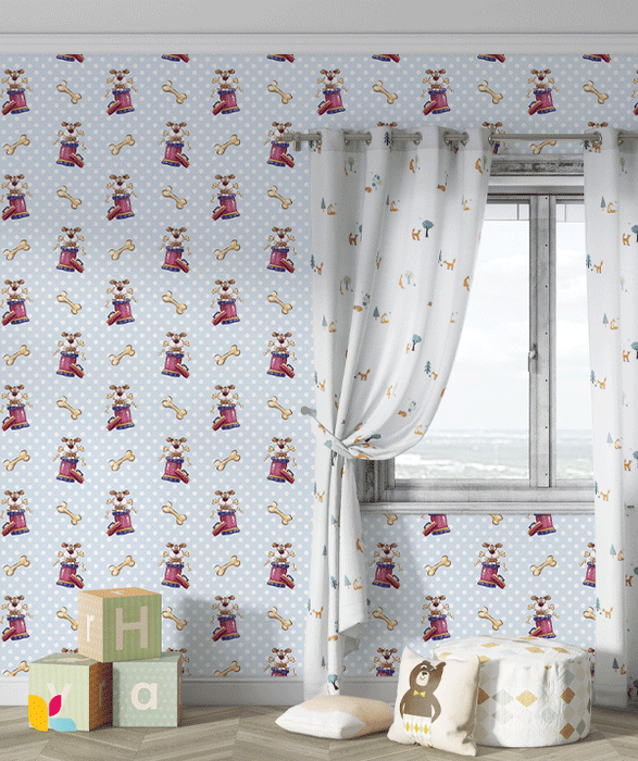 Papier Peint Motif Chien et Os – Ambiance Douce et Ludique
