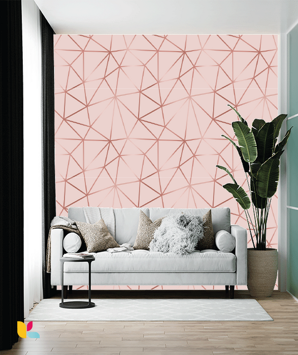 Papier Peint Géométrique Rose Poudré et Cuivré - Douceur et Modernité