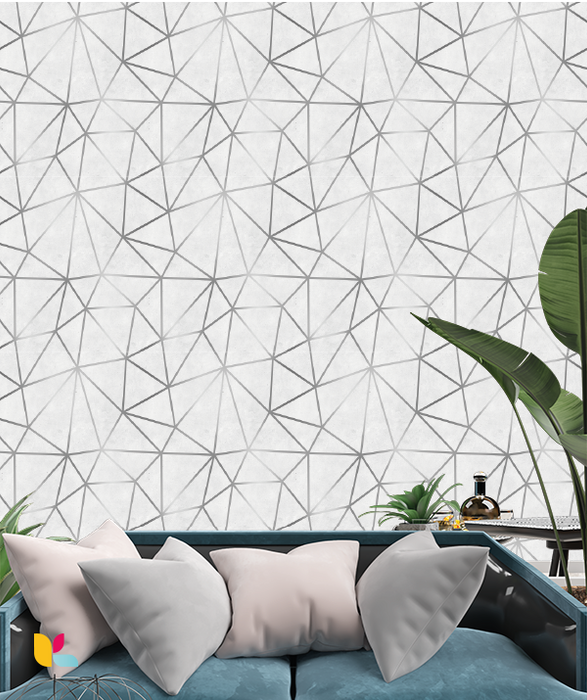 Papier peint géométrique blanc et gris moderne