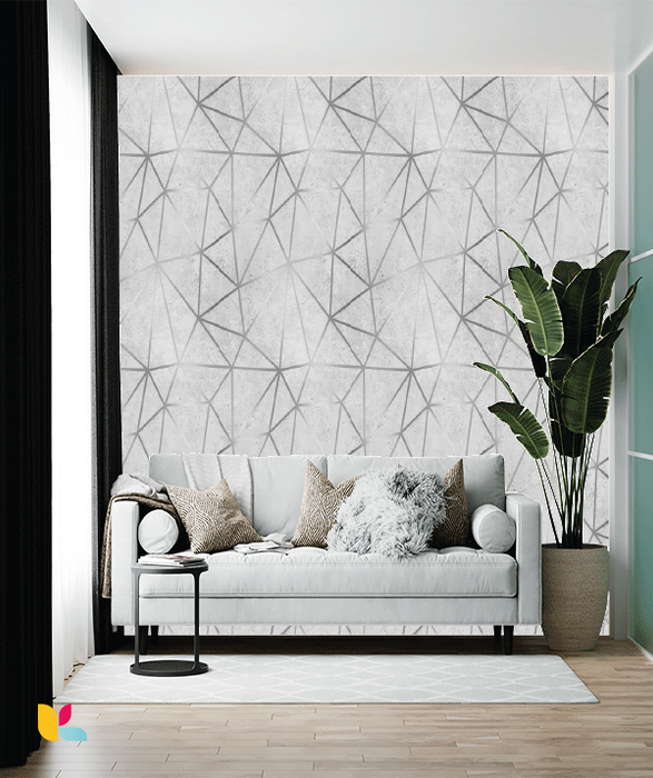 Papier peint géométrique gris clair raffiné