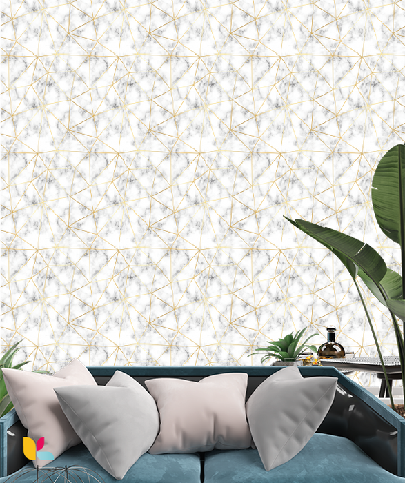 Papier Peint Marbré Blanc et Doré - Design Contemporain et Luxe