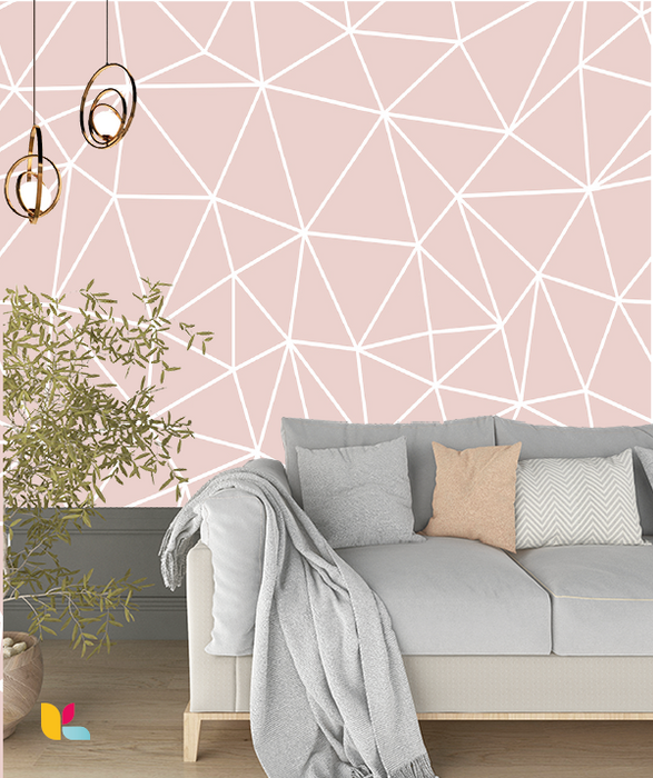Papier peint géométrique rose et blanc