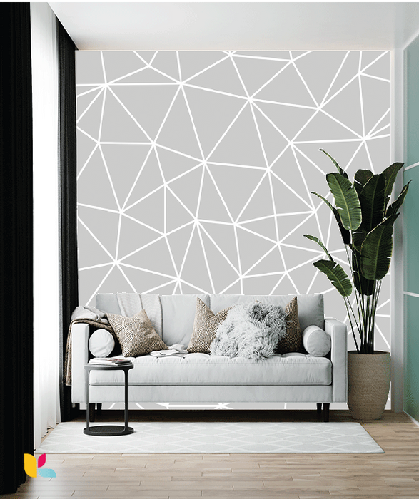Papier peint géométrique gris clair et blanc