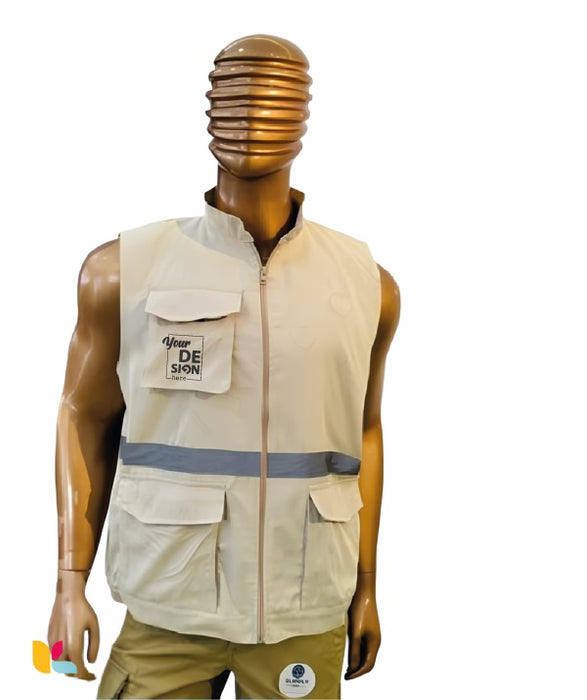 Gilet de Sécurité Beige Personnalisable - Confort et Visibilité